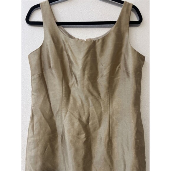 Coldwater Creek Sheath Dress 12 Taffeta Knee Length Sleeveless Zip Lined Gold - Picture 2 of 14